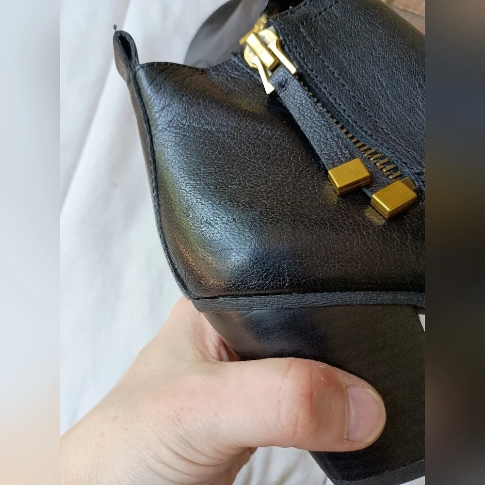 Franco Sarto Elegant Black Leather Ankle Boots_8.5